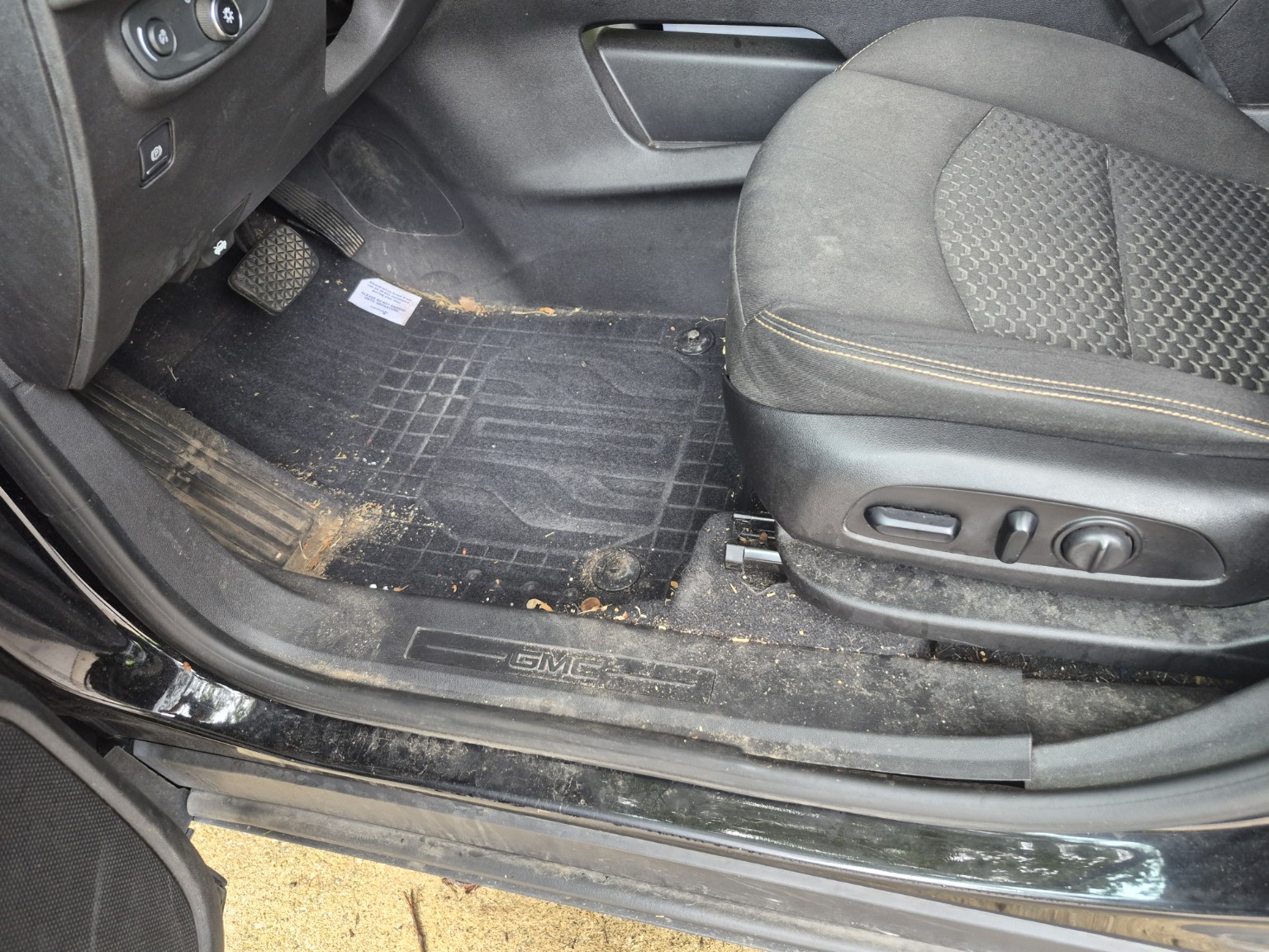 GMC driver-side floor before interior detailing