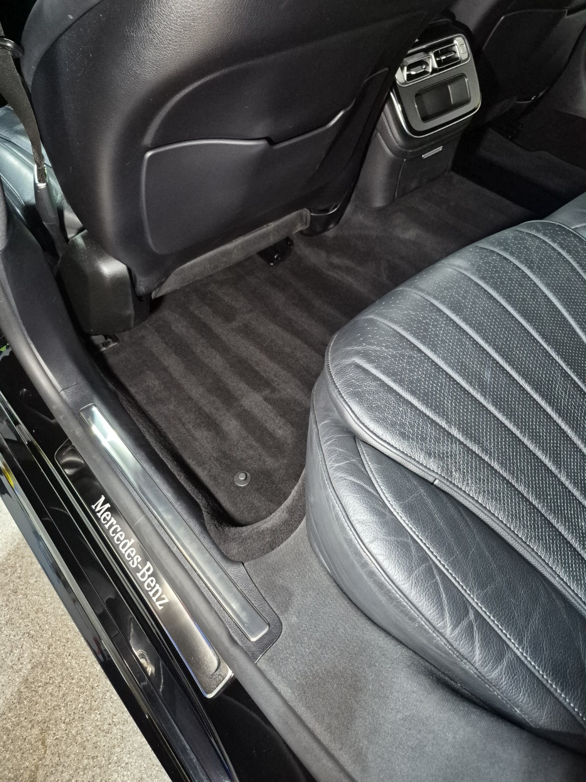 Clean Mercedes-Benz rear floor after interior detailing
